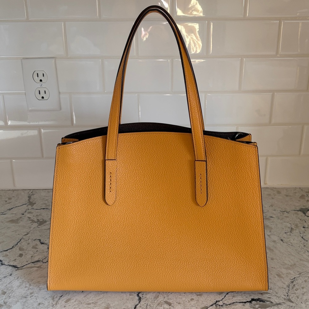 Coach Mustard Yellow Leather Charlie Carryall Bag - Picture 2 of 13